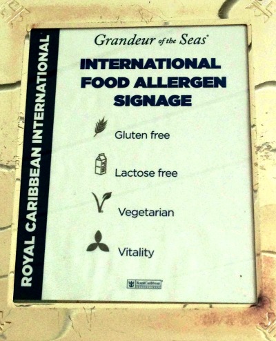Food Allergy Sign Royal Caribbean